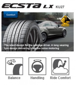 Buy KUMHO ECSTA LX KU27 COMFORT Tyres Perth